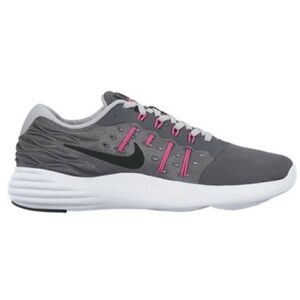 Nike Women's Lunarstelos Running Shoe Grey/Pink Blast 6.5